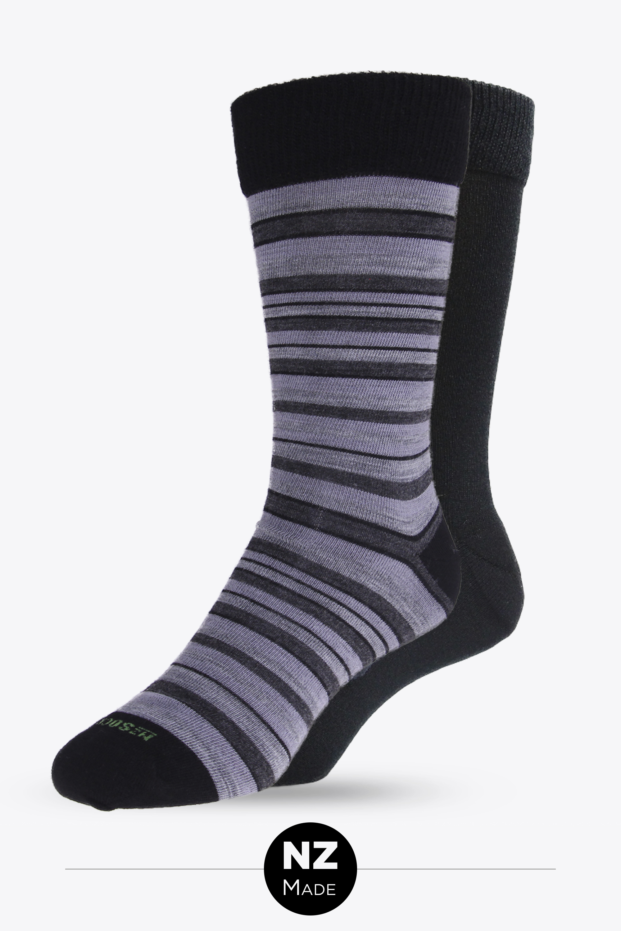 Merino Distinctive Stripe 2 Pack - black